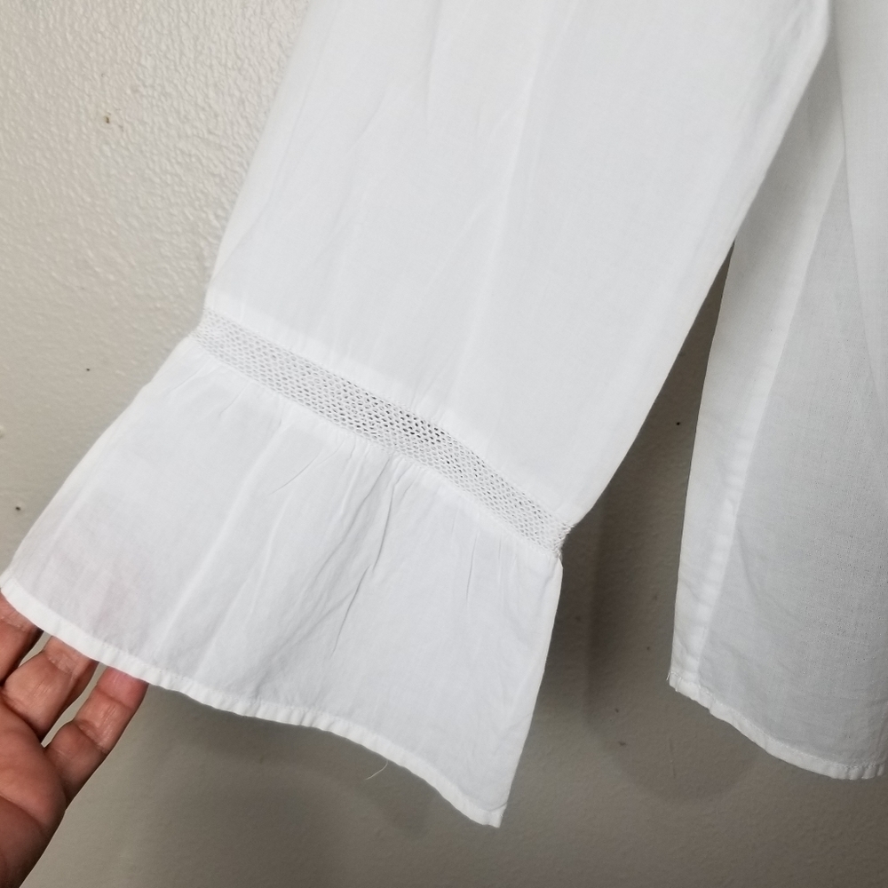 Uniqlo white boho cotton top size M - Picture 5 of 6